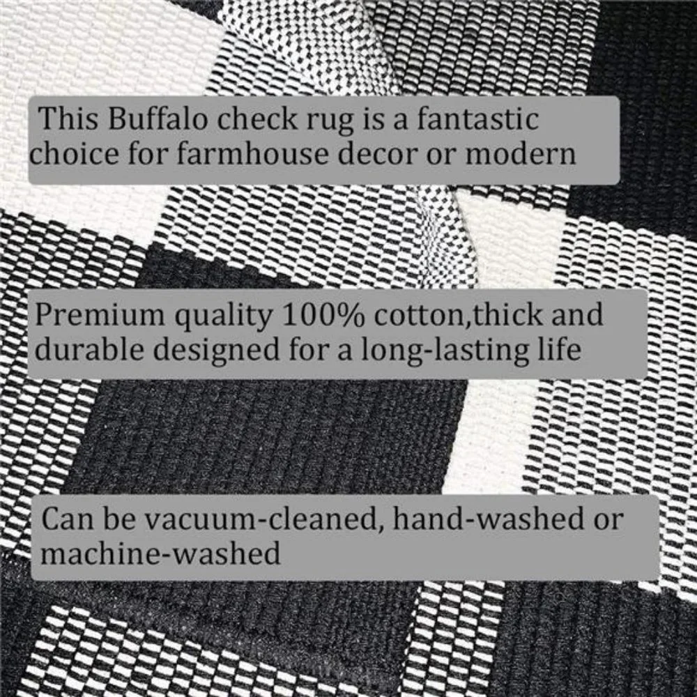 Buffalo Plaid Check Rug - 27.5''x43'' Cotton Hand-Woven Indoor/Outdoor